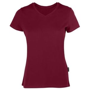 HRM Dames Luxe V-hals T-shirt, Bordeaux, Maat 4XL I Premium Dames V-hals T-shirt Gemaakt van 100% Biologisch Katoen I Dames Basic Shirt Wasbaar tot 60°C I Hoogwaardige en Duurzame Damestops