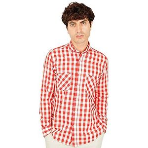 Bonamaison Men's Comfort Fit shirt met lange mouwen button down shirt, rood, standaard