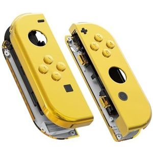 eXtremeRate Grip Cover voor Nintendo Switch Joycon Controller,Vervanging Behuizing Hoesje Case Shell Knoppen Toetsen Kit voor Nintendo Switch/Switch OLED Joycon(Geen Controller)-Chroom Goud