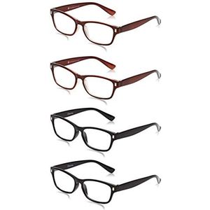 The Reading Glasses Company 4 Pack zwart/bruin leesbril voor mannen/vrouwen, Optical Power +1.50, 0.08799999999999999995 kg