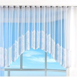 Bogen store Barok gordijn Jacquard, 145x450, bloemenpatroon wit plooiband universele band vouwband Store, 13117
