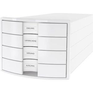 HAN Ladebox IMPULS 2.0 met 4 gesloten laden voor DIN A4/C4 incl. tekstborden, uittrekblokkering, meubelvriendelijke rubberen voeten, design in premium kwaliteit, 1012-12, wit