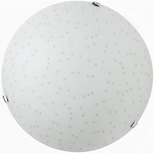 ONLI Coriandolo 40 x 40 x 18 cm plafondlamp glas wit gesatineerd met haken chroom diam. 40 cm. Decoro Pois Tortora