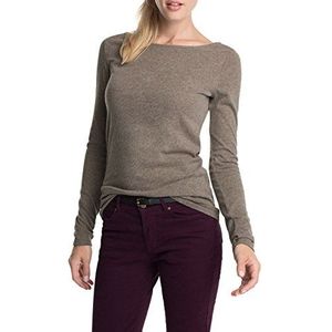 ESPRIT Dames shirt met lange mouwen 104EE1K026, beige (zilver taupe melange 230)., 36