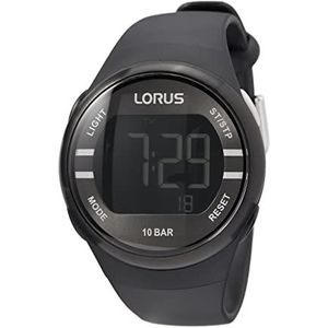 Lorus Digitaal kwartshorloge met siliconen armband, zwart, mode