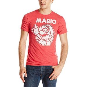 Nintendo So Mario T-shirt voor heren, rood gemêleerd, XL