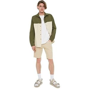 Trendyol Heren Man Regular Standaard Kraag Geweven Shirt, Beige/kaki, S, Beige/Khaki, S