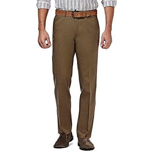 Haggar Premium strijkvrije casual kaki-broek voor heren, rechte pasvorm, platte voorkant, 30W / 30L
