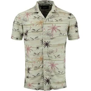 Overhemd - Bloemenprint - Viscose - Slim Fit - Kwartmouw