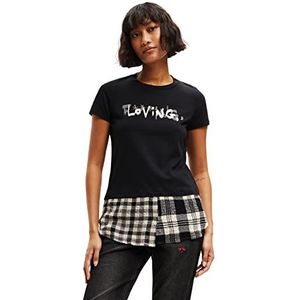 Desigual T-shirt met korte mouwen voor dames, zwart, XXL