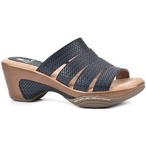 WHITE MOUNTAIN Valora Damessandalen met sleehak, marineblauw/geweven, 41,5 EU