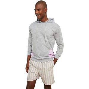 Trendyol Heren capuchon effen Regular sweatshirt, grijs, XL, Grijs, XL
