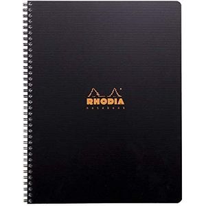 RHODIA 119901C - Spiraal Notitieboekje (volledig gebonden) Zwart A4+ | Gevoerd | 160 Afneembare pagina's Perf. 9 Gaten - Clairefontaine Papier 90g - Polypro Cover (Plastic) - Rhodiactive