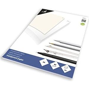 Kangaro transparant technisch tekenpapier/grafiekpapier DIN A4 24 pagina's 80 g/m² papier met 1 vel 1/5/10 mm oranje raster, K-770300