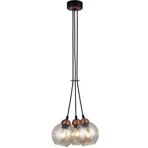 Homemania 1437-74-03 hanglamp Vivo, hanglamp, licht, zwart, koper van metaal, glas, 30 x 30 x 100 cm