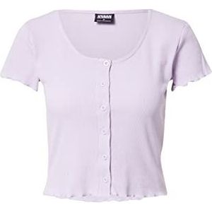 Urban Classics Dames Dames Dames Cropped Button Up Rib Tee T-Shirt, Lila, S
