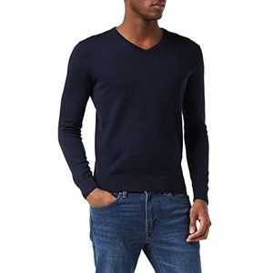 TOM TAILOR DENIM heren Basic trui 202212 Strickpullover V-Ausschnitt , 13160 - Knitted Navy Melange, 3XL