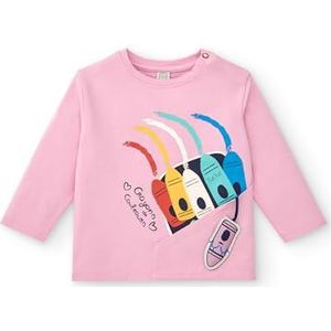 Tuc Tuc Big Brains T-shirt voor meisjes in roze met kleurrijke wasopdruk, maat 1 jaar