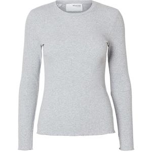 SELECTED FEMME - Slfanna Ls Crew Neck Tee - Lichtgrijs - T-shirt - Lange Mouwen