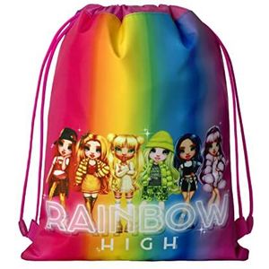 Franco Panini. Rainbow High schoolrugzak, trekkoord, sporttas, uniseks, voor kinderen en jongeren, met schouderbanden en anti-verstikkingssluiting met tas met ritssluiting, Paars, 42x33 cm, Casual