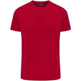 Hummel - Shirt - Rood - Jersey - Ronde Hals, Effen Motief, Kwartmouw