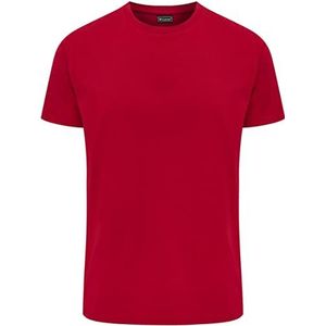 Hummel - Shirt - Rood - Jersey - Ronde Hals, Effen Motief, Kwartmouw