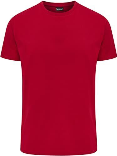 Hummel - Shirt - Rood - Jersey - Ronde Hals, Effen Motief, Kwartmouw
