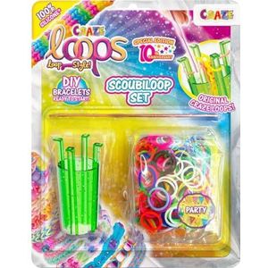 CRAZE LOOPS Scoubiloop Loom-banden, knoopkop en haaknaald voor siliconen ringen, elastiekaccessoires, armbanden zelf maken, kinderen