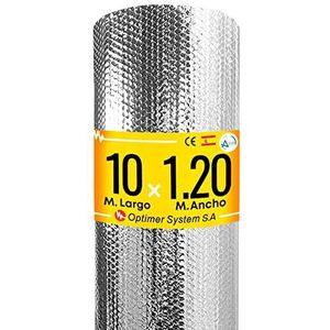 Optimer System Warmte-isolatie vermindert kou en hitte, reflecterende warmte-isolatie voor garage, muur, raam, camper, airconditioning, 10 x 1,20 m², 12 m²
