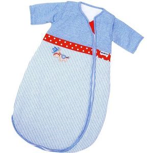 Gesslein 771078 Bubou babyslaapzak met afneembare mouwen: temperatuurregulerende slaapzak voor het hele jaar, babymaat 70 cm, blauw gestreept