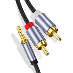 Tymyp Audiokabel, cinch naar jack 3.5, jack kabel 3.5, jack naar cinch 3,5 mm, RCA-kabel 3,5 mm jack mannelijk naar 2 RCA-mannelijke extra stereo Y-splitter audiokabel met verguld metaal