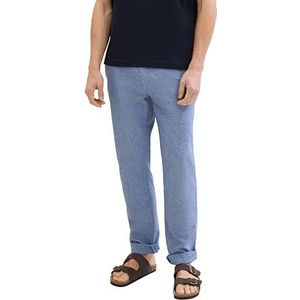 TOM TAILOR Heren Regular Fit Chino Linnen Broek, 34922 - Leasure Blue Chambray, 28W / 32L