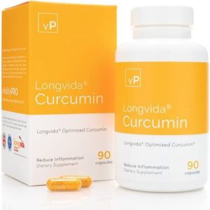 Longvida Curcumin 400mg x 90 Capsules - Geautoriseerde Britse leverancier - 285x verhoogde biologische beschikbaarheid - Natuurlijk Curcumine Supplement Vitality Pro