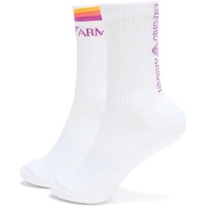 EMPORIO ARMANI Dames 2-Pack Sokken Kort, Wit/Wit, One Size, wit/wit, Eén maat