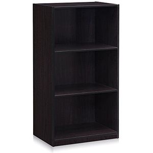 Furinno Basic boekenkast met 3 vakken, opbergrek, hout, donker walnoot, 23,5 x 55,25 x 100,33 cm