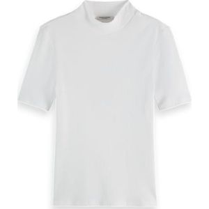 Scotch & Soda Dames Mock Neck Rib T-shirt, wit, L