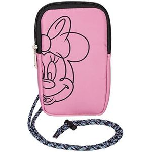 Minnie Mouse Draagtas - Ritssluiting - 10,5 x 18 x 1 cm - Gemaakt van 100% Polyester - Verstelbaar Handvat - Origineel Product Ontworpen in Spanje