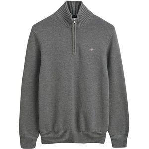 GANT Casual katoenen halve rits, dark grey melange, S