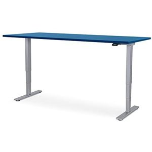 WRK21® Smart Elektronisch in hoogte verstelbaar bureau, hout, premium oceaanblauw/grijs, 180 x 80 x 61-126 cm