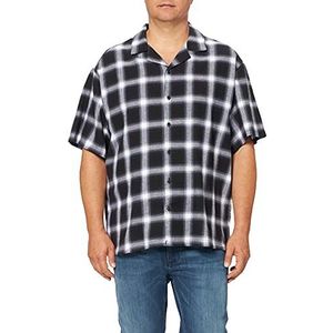 Urban Classics Losse geruite resort shirt voor heren, zwart/wit, L
