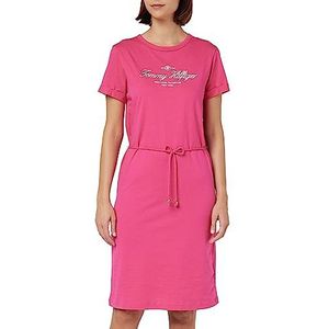 Tommy Hilfiger T-shirtjurken voor dames, Bright Cerise Roze, XL