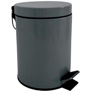 MSV Prullenbak/pedaalemmer - metaal - donkergrijs - 3 liter - 17 x 25 cm - Badkamer/toilet