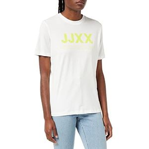 JACK & JONES Dames Jjxx Jxanna Ss Regular Every Logo Tee Noos T-shirt, Helder wit/print: limeade, M