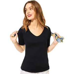 Street One Dames stijl Palmira korte mouwen basic T-shirt ondershirt, Zwart nieuw, 34