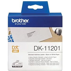 BROTHER DK11201 voorgesneden standaard adreslabels (thermisch papier) 400 witte etiketten 29 x 90 mm voor QL-labelprinters,29mm x 90.3mm,Zwart/wit