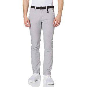 Tom Tailor Denim heren 1020451 Rechte chinobroek met riem, 26531 - Grey White Dobby, 29W / 36L