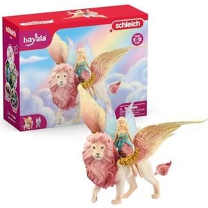 schleich BAYALA - Elfje op Gevleugelde Leeuw met Beweegbare Onderdelen, Realistisch Speelgoed, BAYALA Fee met Magische Roze Leeuw, voor Kinderen Vanaf 5 Jaar - 70714