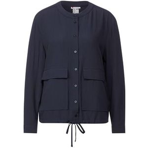 Street One Dames Crinkled Overshirt W Pockets Shirt, blauw (deep blue), 34