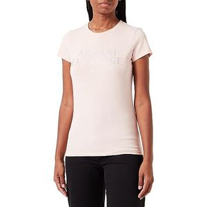 Armani Exchange Dames Slim Fit Stretch Cotton Embellished Logo Fitted Tee T-Shirt, roze, S