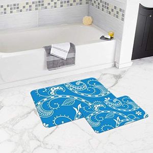 Bonamaison antislip Badmatten - Doormat, eenvoudig te reinigen badmat, zacht Polyester douchekleed 1 Stuk 50x80cm + 1 Stuk 50x45cm - Ontworpen en geproduceerd in Turkije